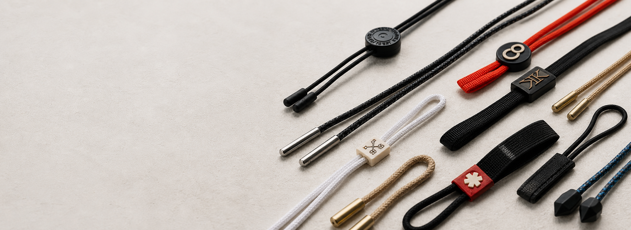 Premium braided cords and drawstrings with metal aglets and matte custom tips